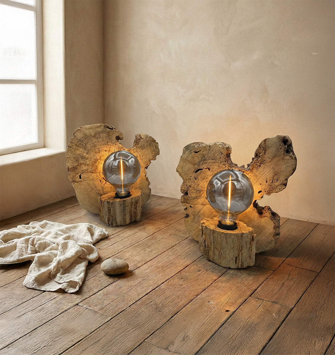 Coppia Lampade in legno Fico