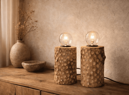 Coppia Lampade in legno Castagno
